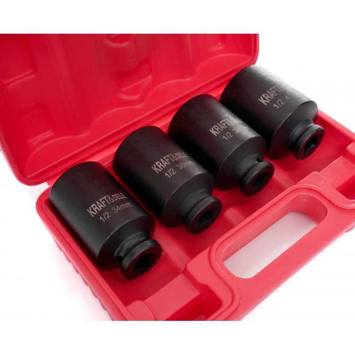 NASADKI UDAROWE 1/2" 4 szt HEX 12 Kątne zestaw nasadek walizka KD11754