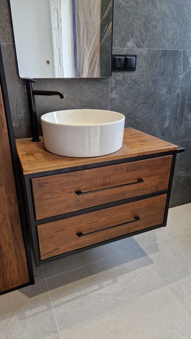 Szafka Łazienkowa Umywalkę Dąb - 60x45x50cm Komoda Loftowa Wisząca