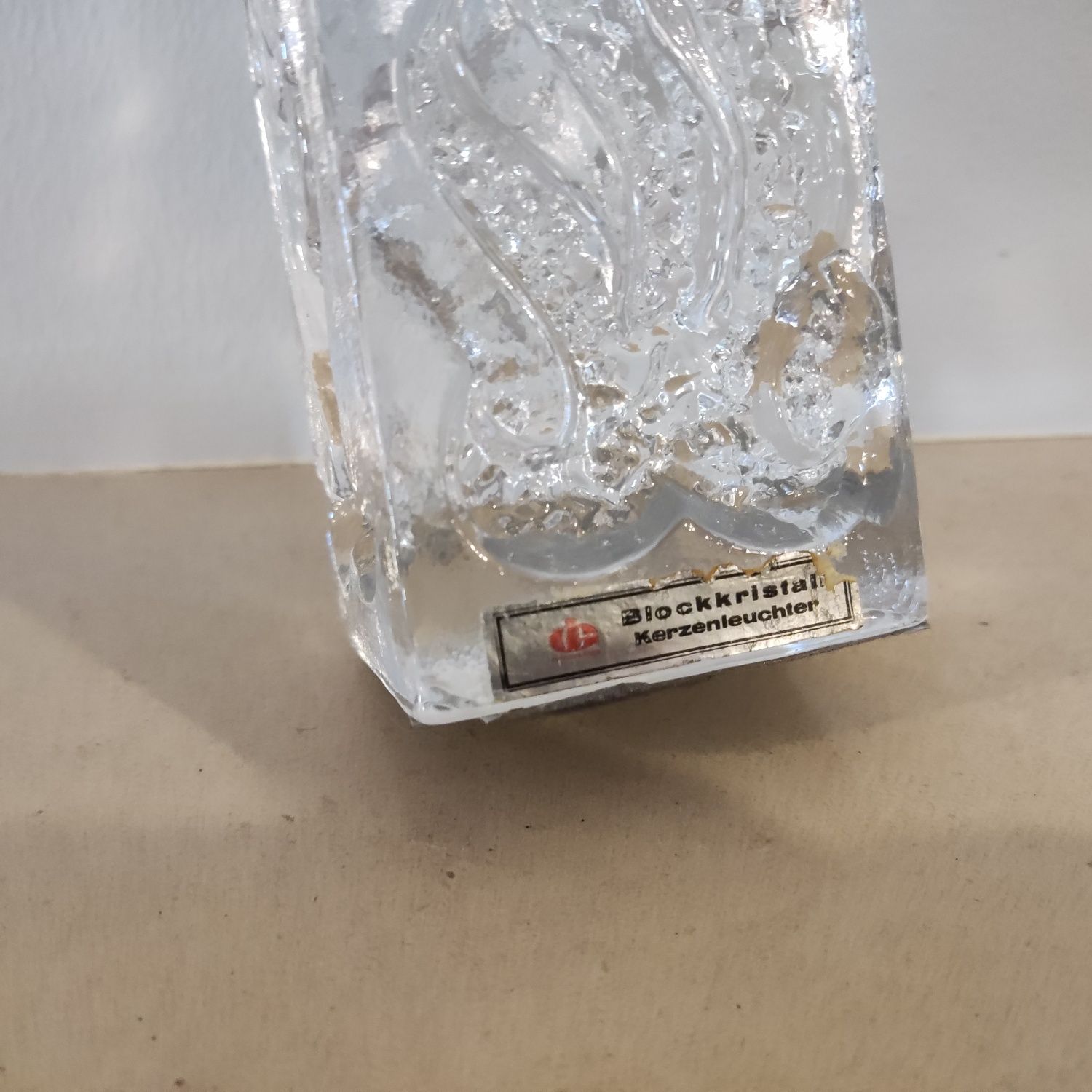 Castiçal de cristal de Ingrid Glashütte, Blockkristall Kerzenleuchter