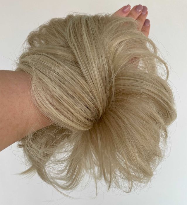 DOCZEPIANY KOK NA GUMCE doczepiane włosy 16/613  Popielaty/jasny blond