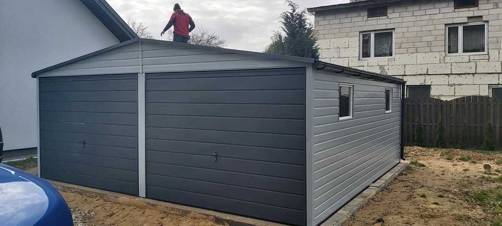 Garaż blaszany  6x6 | RAL | Dach dwuspadowy | Transport montaż gratis!