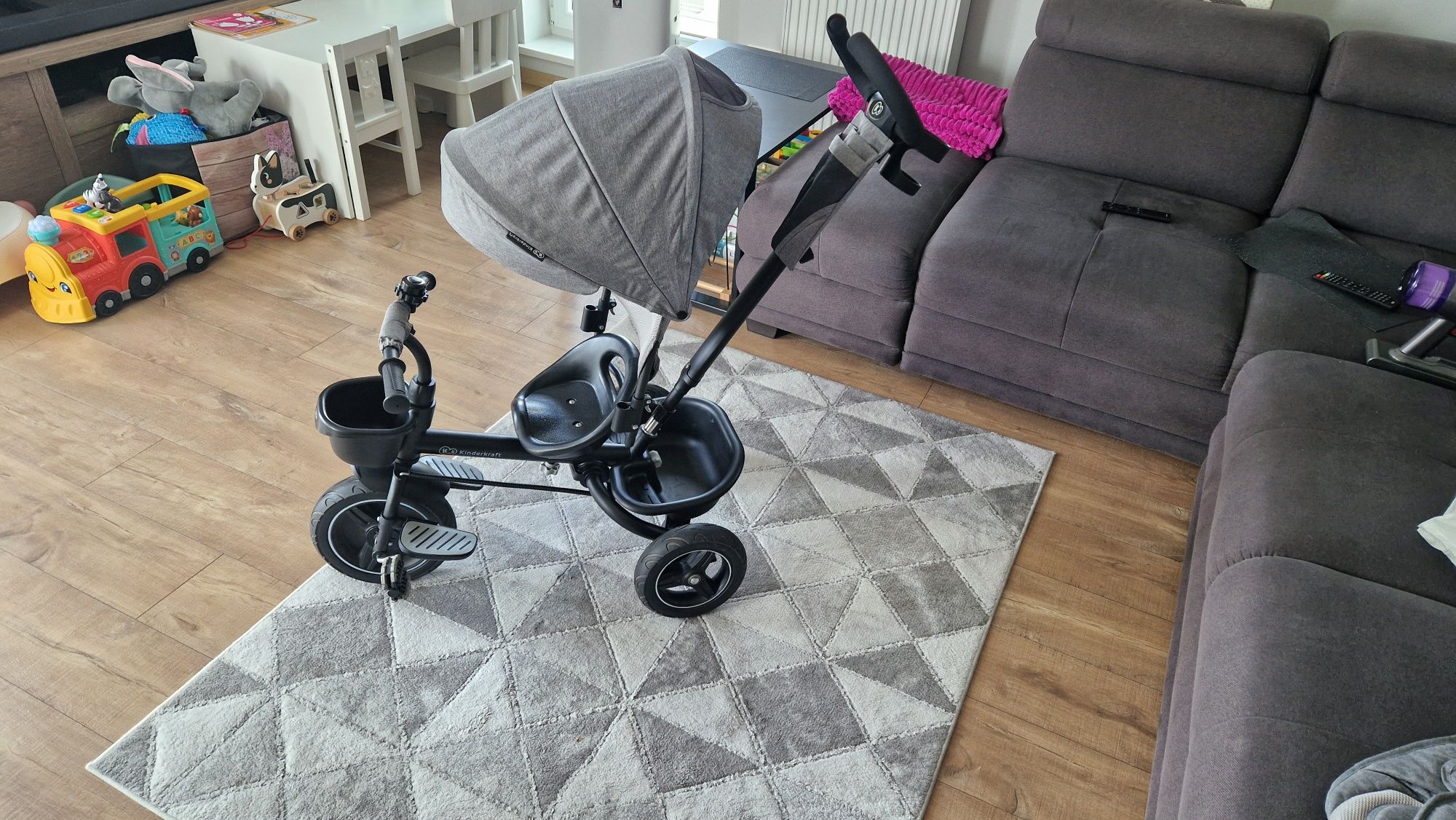 Wózek spacerowy / rowerek trójkołowy 5w1 Kinderkraft Spinstep - szary