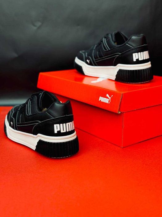 Цена за пару женские кроссовки пума черные натуральная кожа