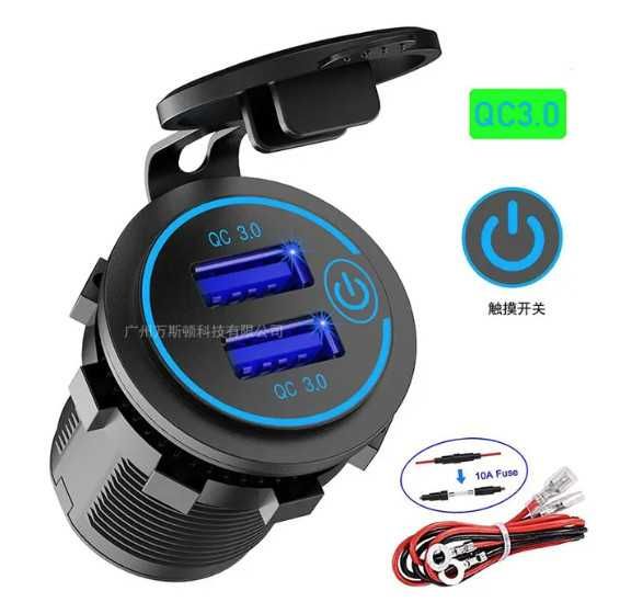 Автомобильное зарядное устройство USB, Type-C в прикуриватель