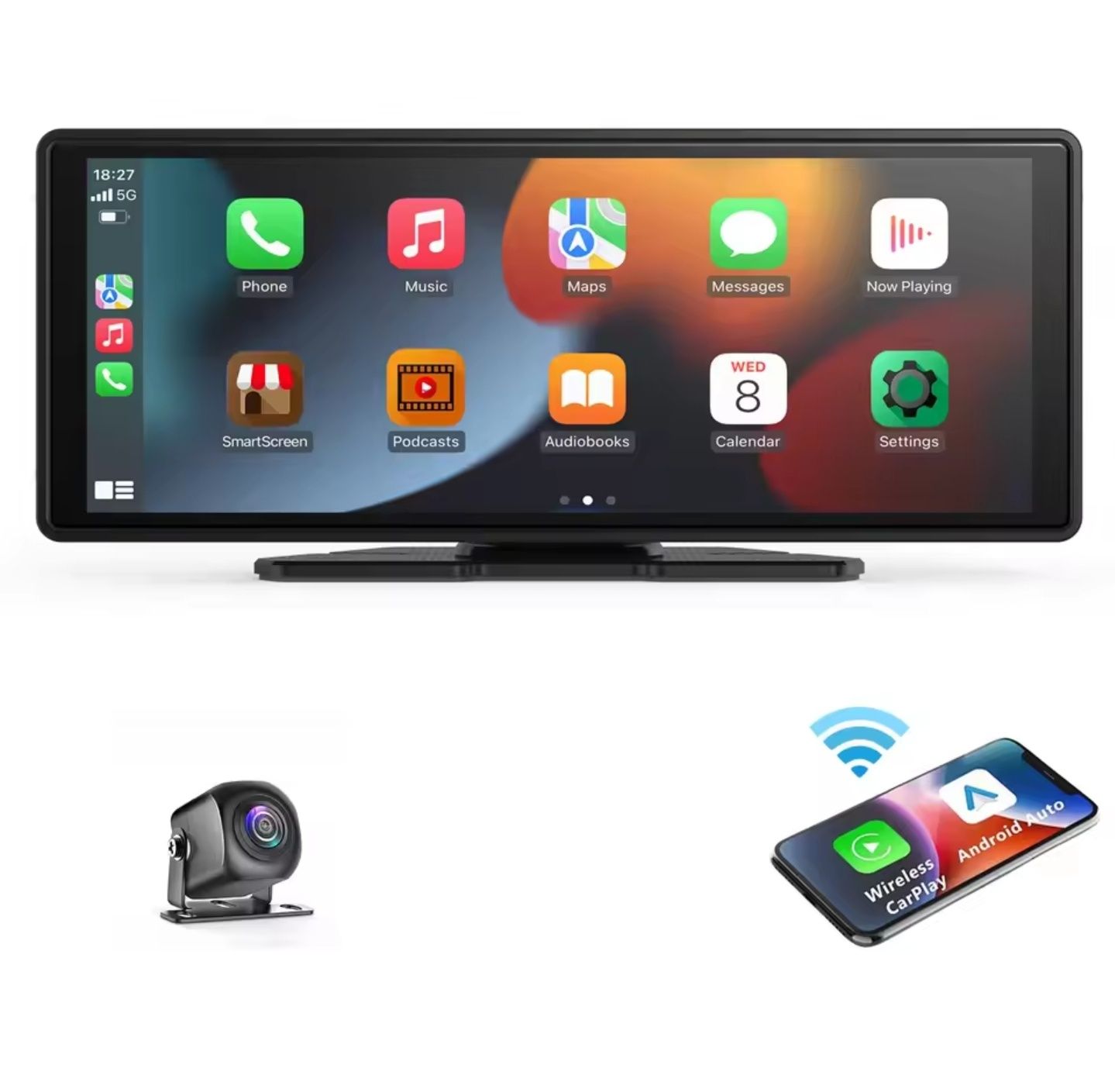 Radio Ecrã Android Auto Apple Car Play GPS Bluetooth Audio Aux Camera