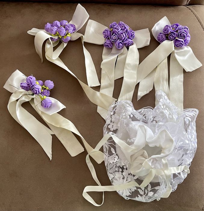 Весільні аксесуари, подушка для обручок, ніж та лопатка для торта