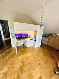 Łózko piętrowe z biurkiem szufladami i szafą 90x200 z materacem Ikea