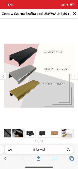 Szafka łazienkowa 80 cm czarny Ryflowany front, drewniany blat x 2