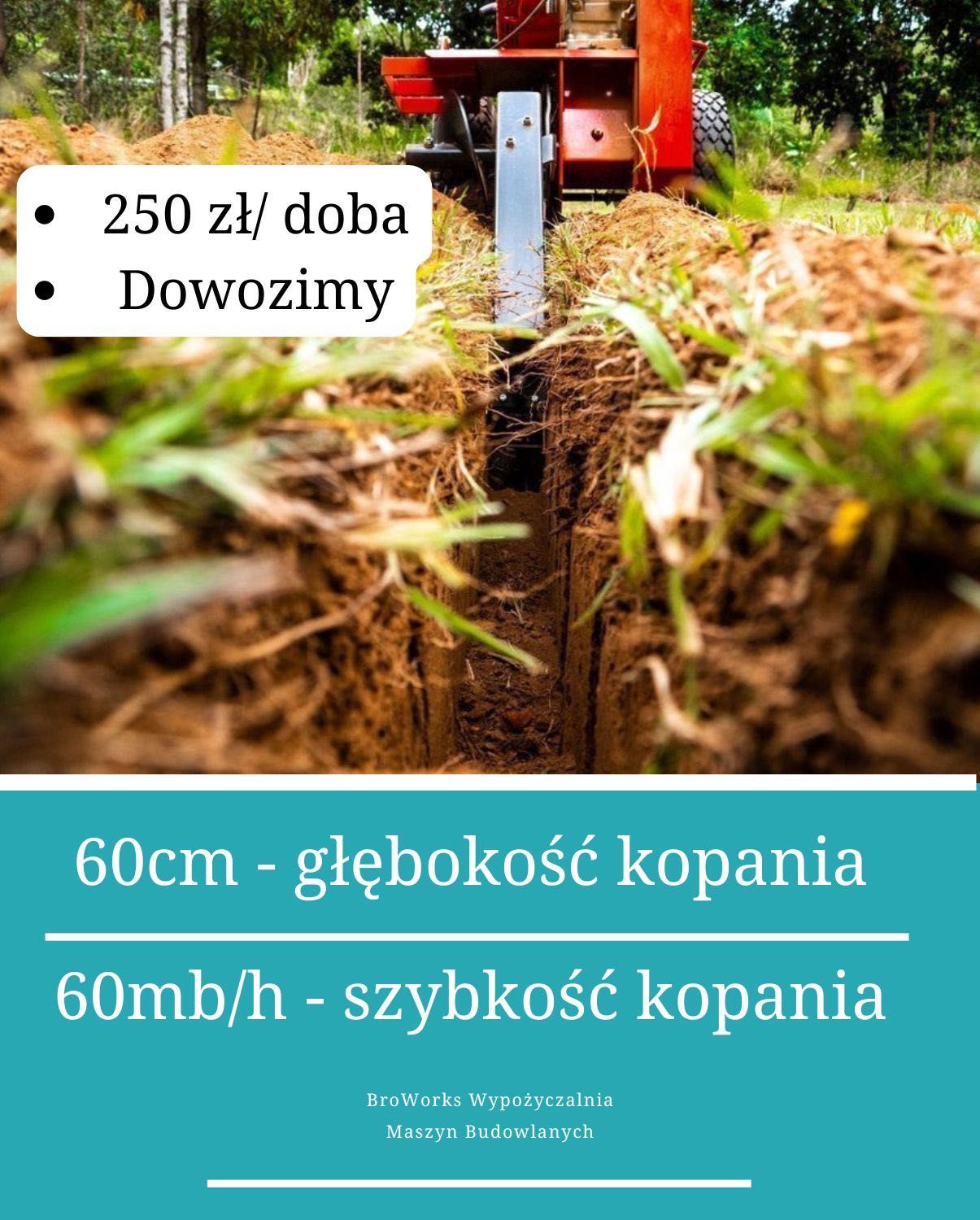 Koparka Łańcuchowa Dowozimy WYNAJEM 24h/7d  Bruzdownica Minikoparka
