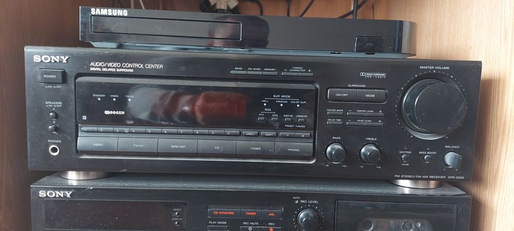 Wieża sony CD VHS KASETY kolumny subwoofer
