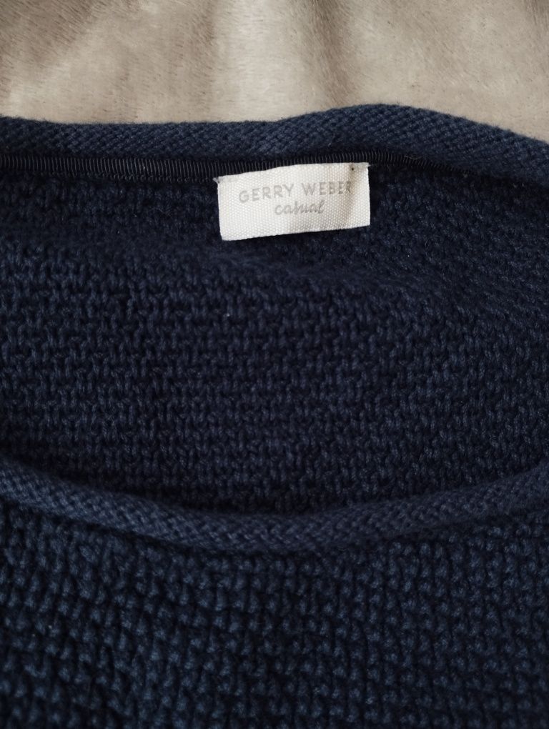 Gerry Weber Casual granatowy sweter rękaw 3/4 dzianina