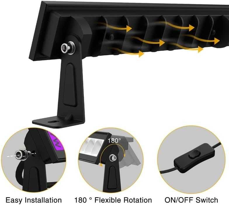 Onforu Czarne światło LED, 27 W, lampa UV Bar z wtyczką