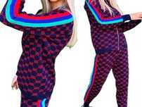Sweterkowy set - dres z lampasami i printem Cudo S-M