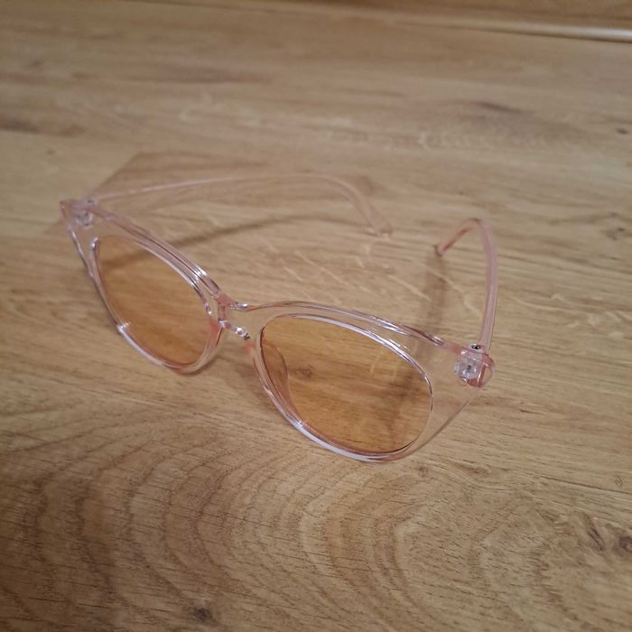 Okulary przeciwsłoneczne przeźroczyste różowe kocie