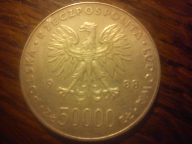 50 000 zł srebrna moneta-50000zł-Józef Piłsudski-1988 r oryginał