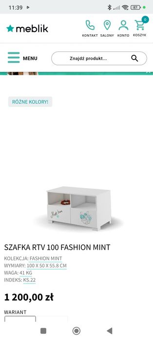 Biurko z szafką nocną lub kontenerkiem seria Fashion Mint Meblik