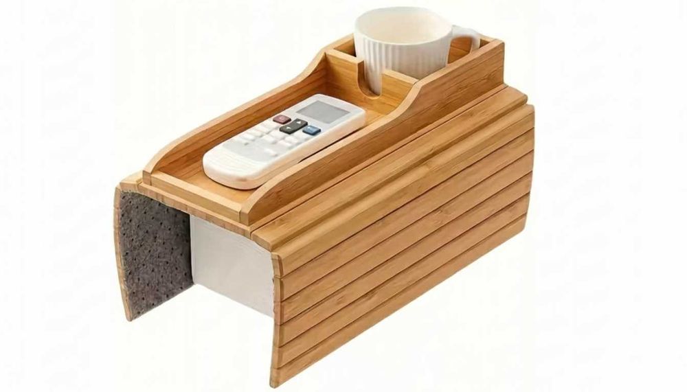 Podłokietnik Na Sofę Łóżko Taca Stolik Stylowa Bambusowa Uchwyt Kubek