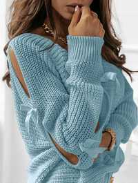 PAKUTEN sweter oversize z kokardkami