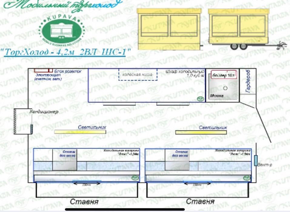 Продам купаву магазин причіп новий з холодильникам