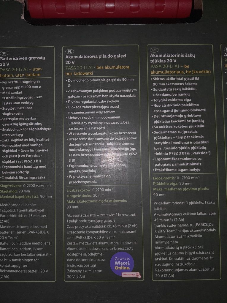 Akumulatorowa piła do gałęzi