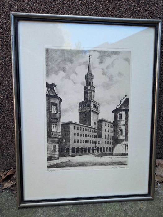 Ratusz w Opolu-stata grafika autorska-lata 30 ste XX wieku