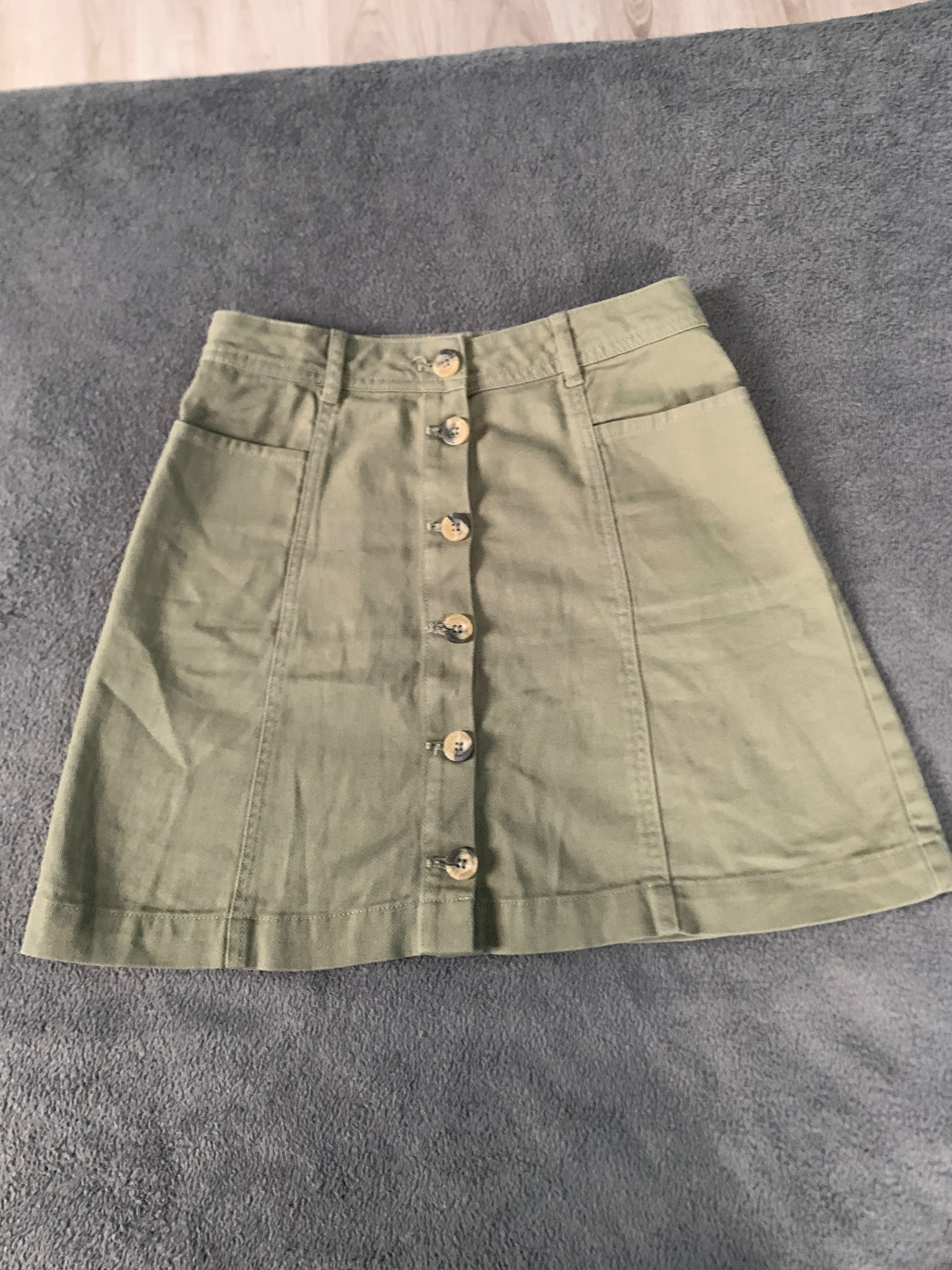 Trapezowa spódnica H&M khaki r.36