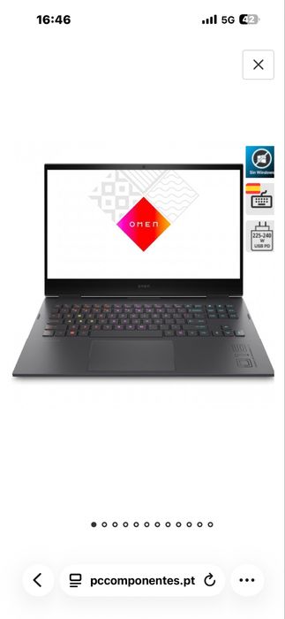 HP OMEN 16-c0043ns AMD Ryzen 7 5800H/16GB/512GB SSD/RX 6600M/16.1