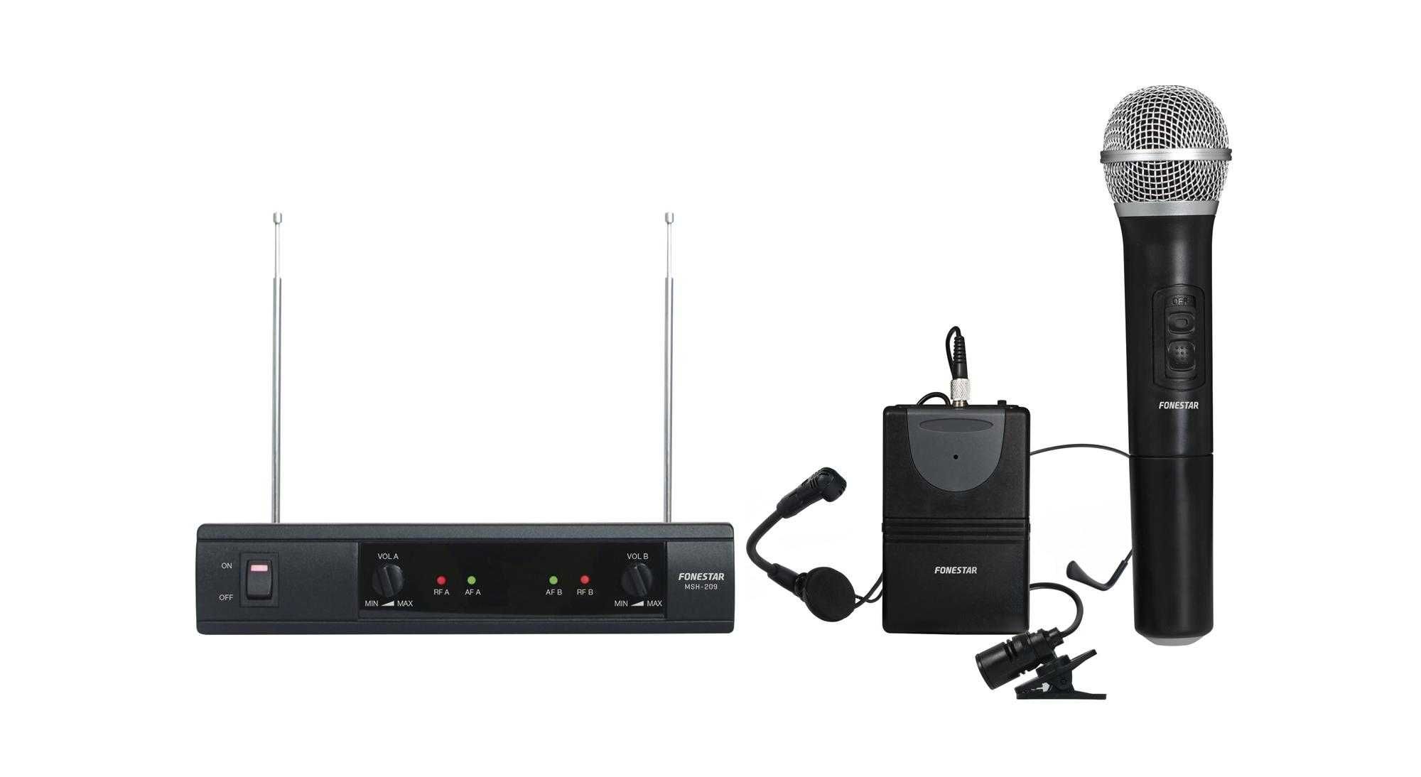 Fonestar MSH-209 Sistema de Microfones S/Fio VHF 2 Canais