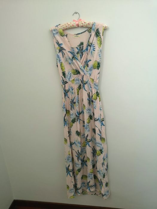 Sukienka damska letnia l-xl 40-42 długa maxi na grubych ramiączkach ró