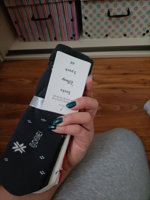 Ciepłe grube skarpety motyw świąt trzypak