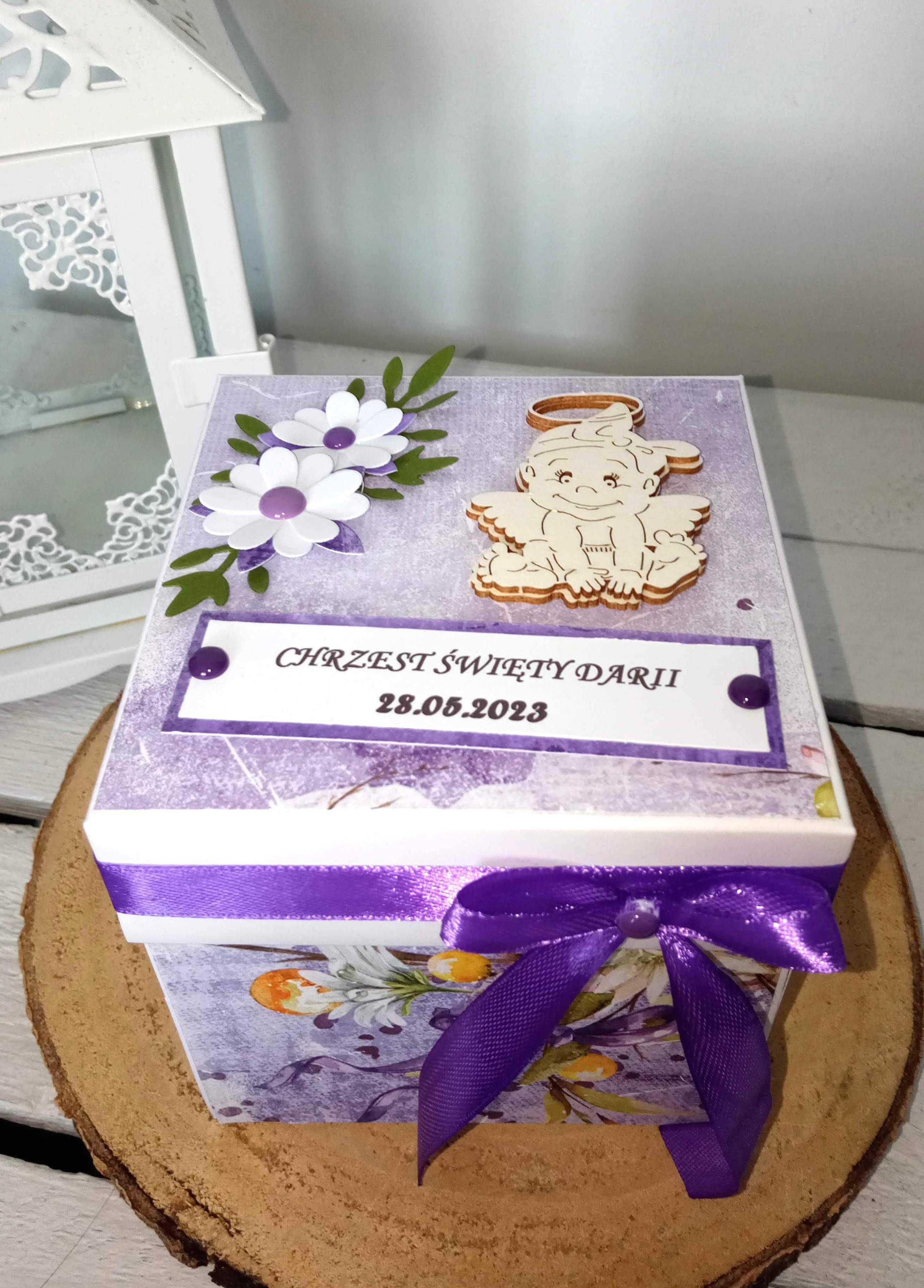 Exploding box na Chrzest Święty ręcznie robiony kartka na Chrzest