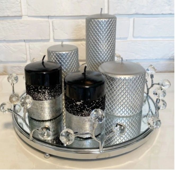 Taca lustrzana tacka srebrna okrągła 25 cm