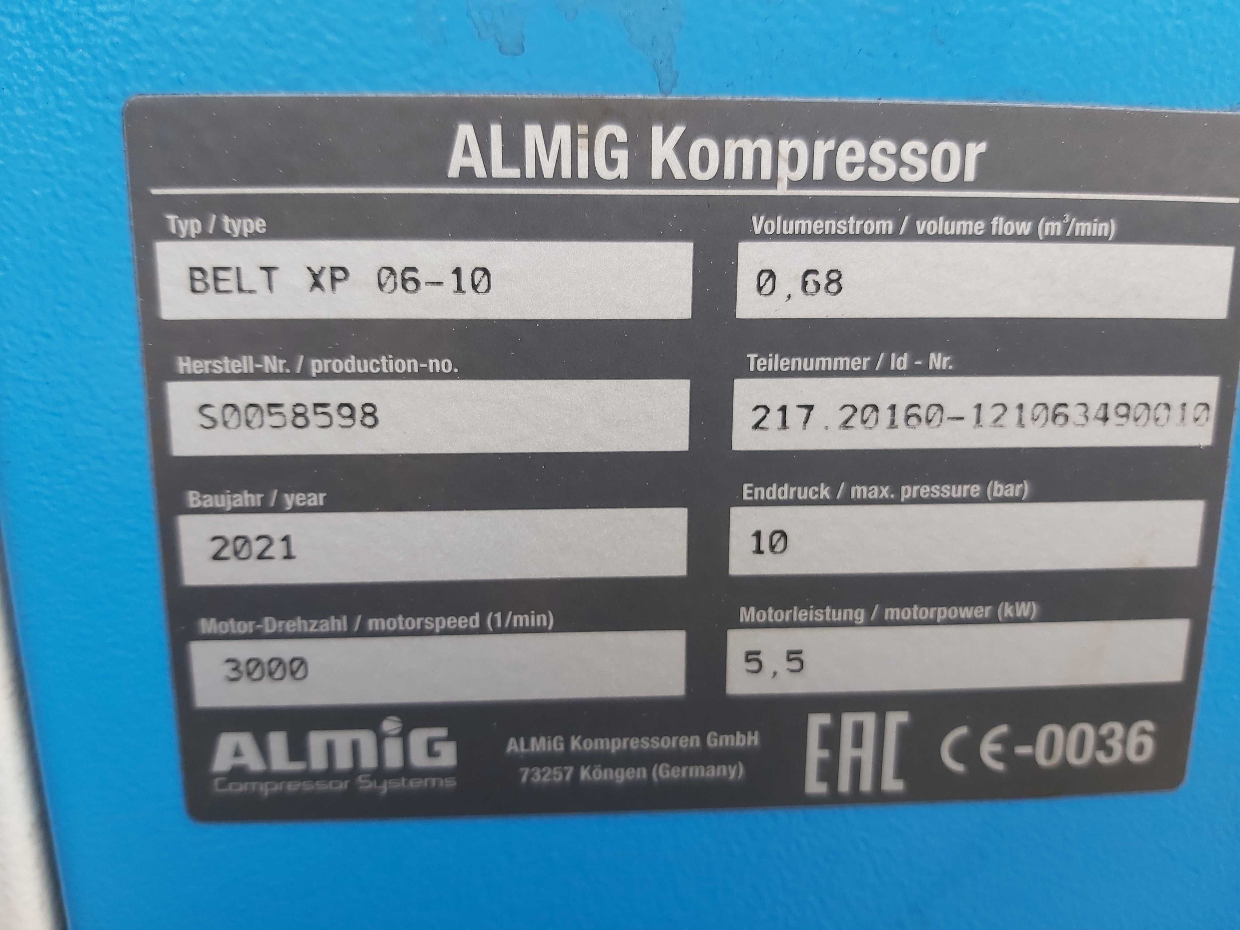 SPRĘŻARKA Śrubowa Kompresor ALMIG 5,5 kw 2021 rok