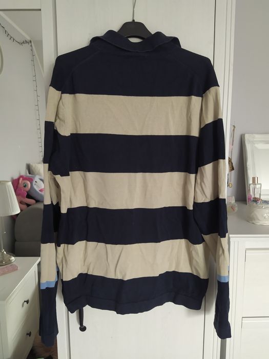 bawełniany sweter bluza polo oversize w paski