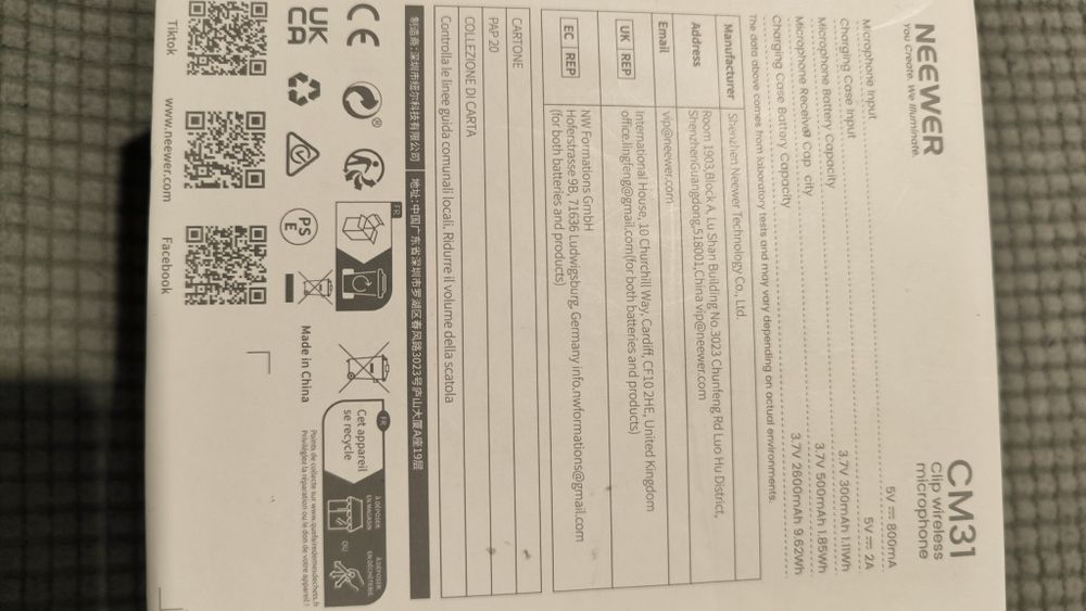 Microfones  Neewer sem fio novos na caixa