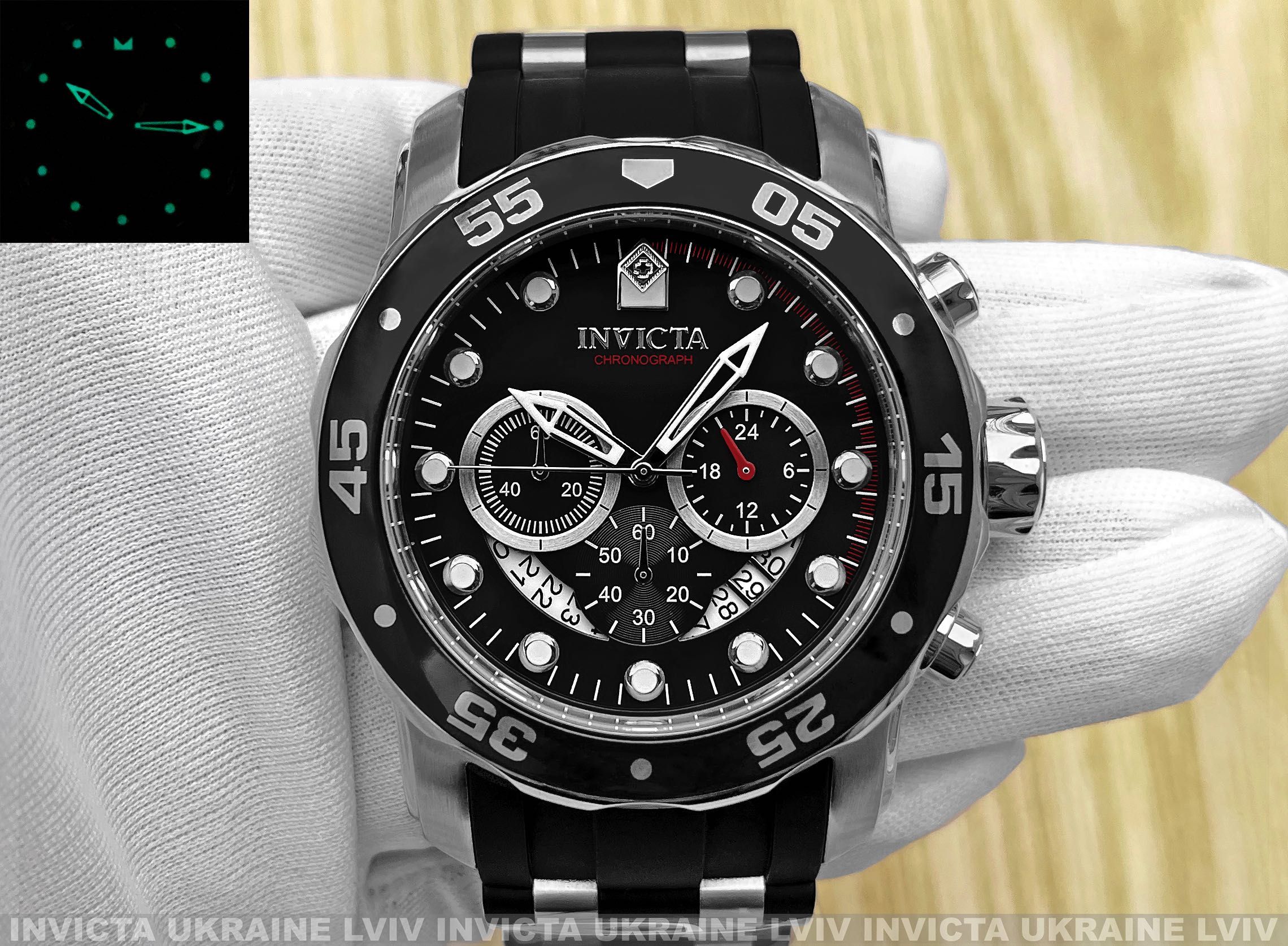 Мужские часы Invicta 6977 Pro Diver Scuba Black Silver Chronograph