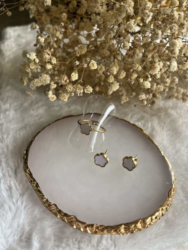 Conjunto Anel + Brincos em Flor