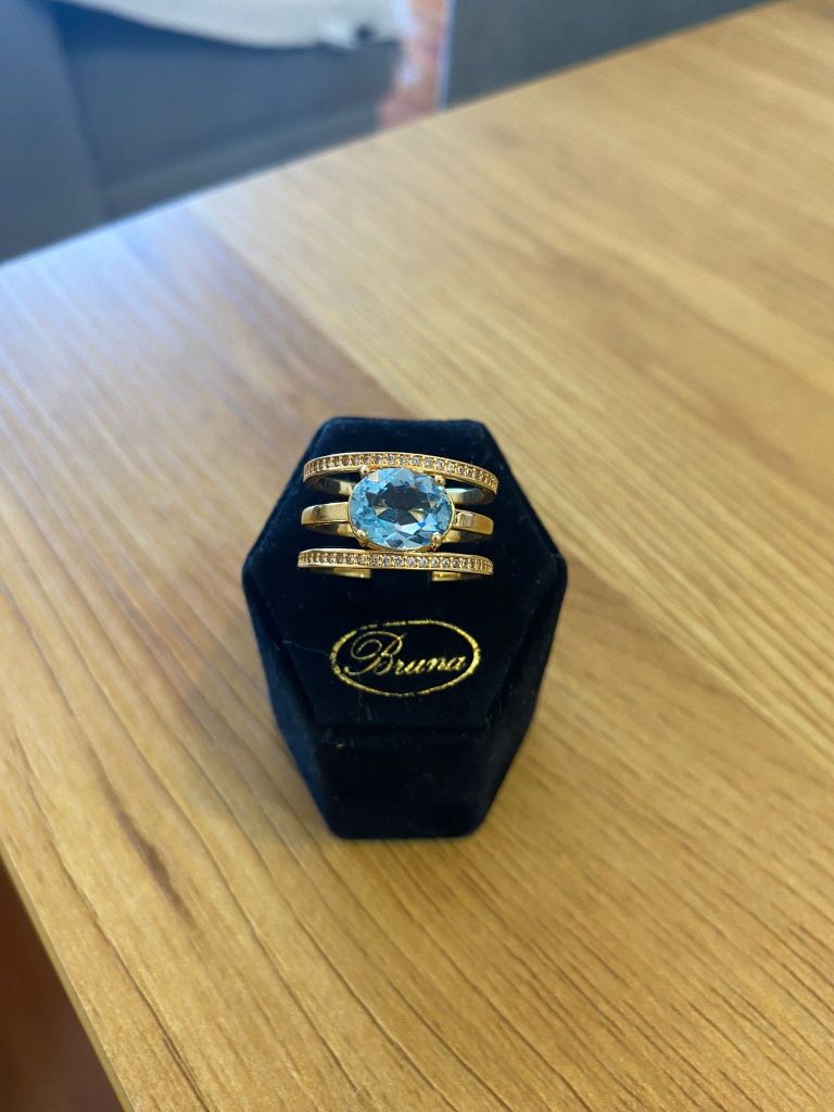 Anel semijoia 3 aros com três banhos de ouro 18k