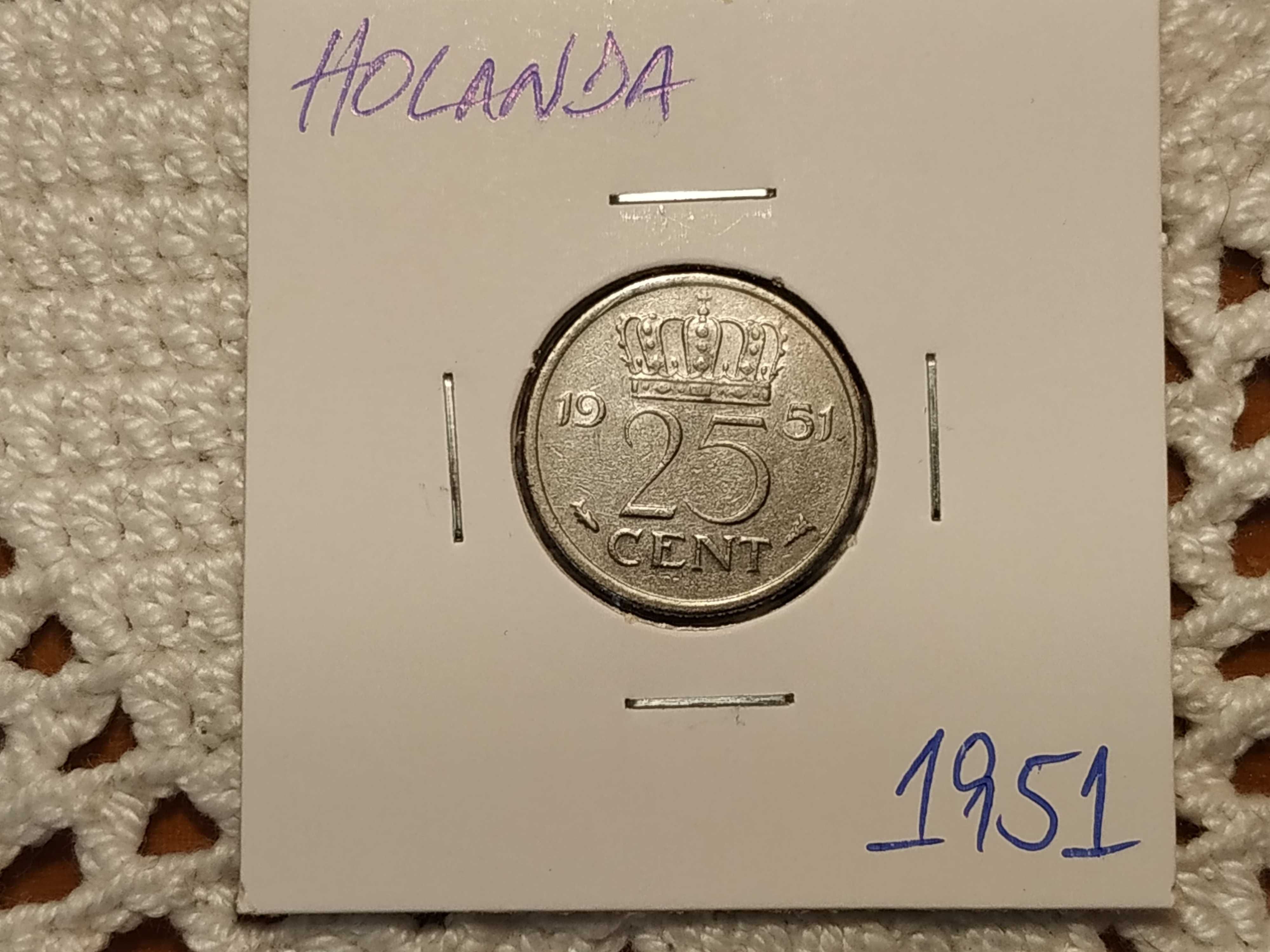 Holanda - moeda de 25 cêntimos de 1951