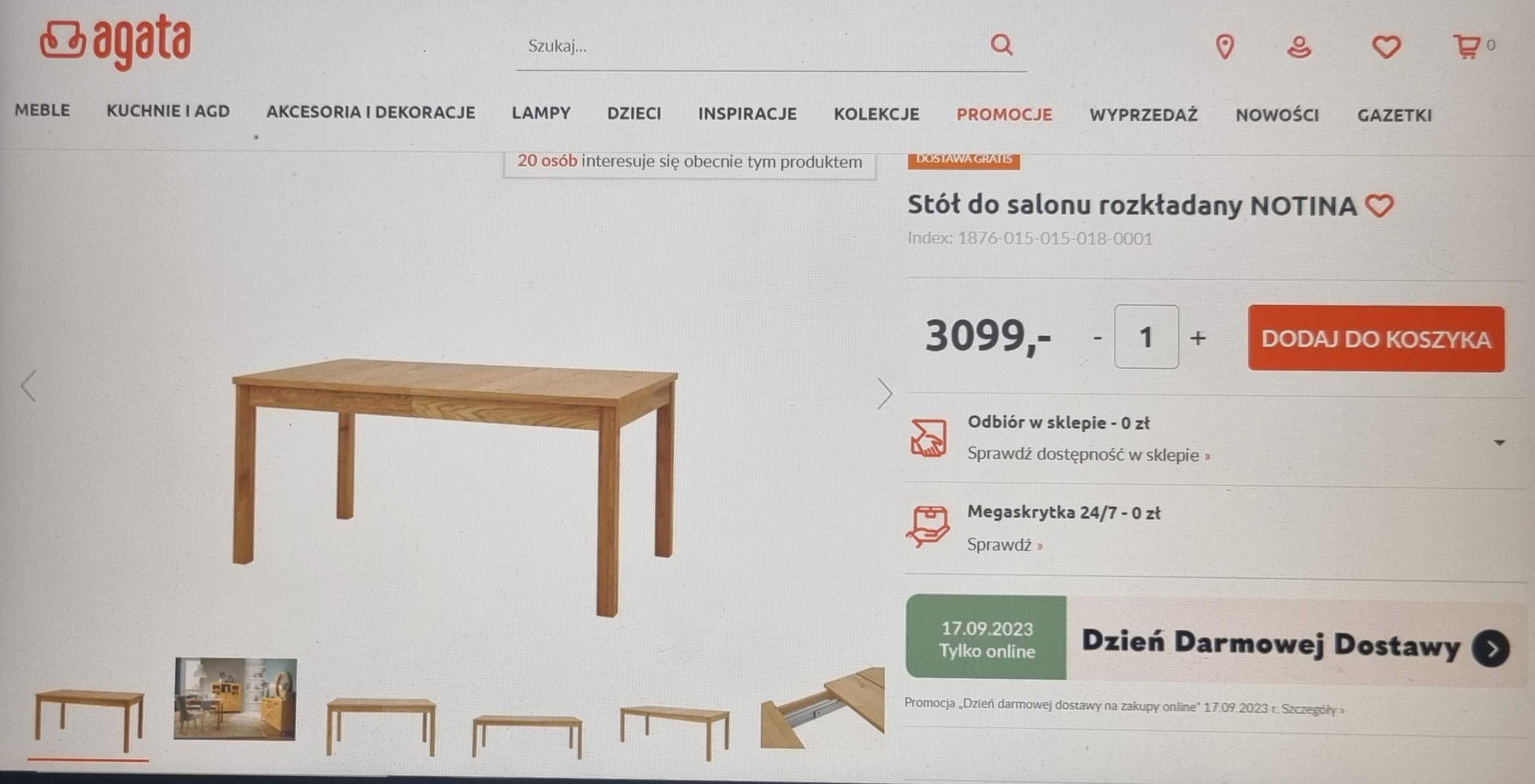Stół do salonu rozkładany NOTINA+fotel biurowy