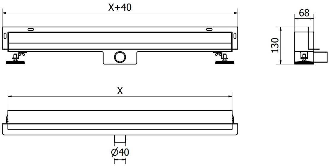 Mexen FlatWall odpływ liniowy ścienny 2w1 80 cm, czarny bez maskownicy