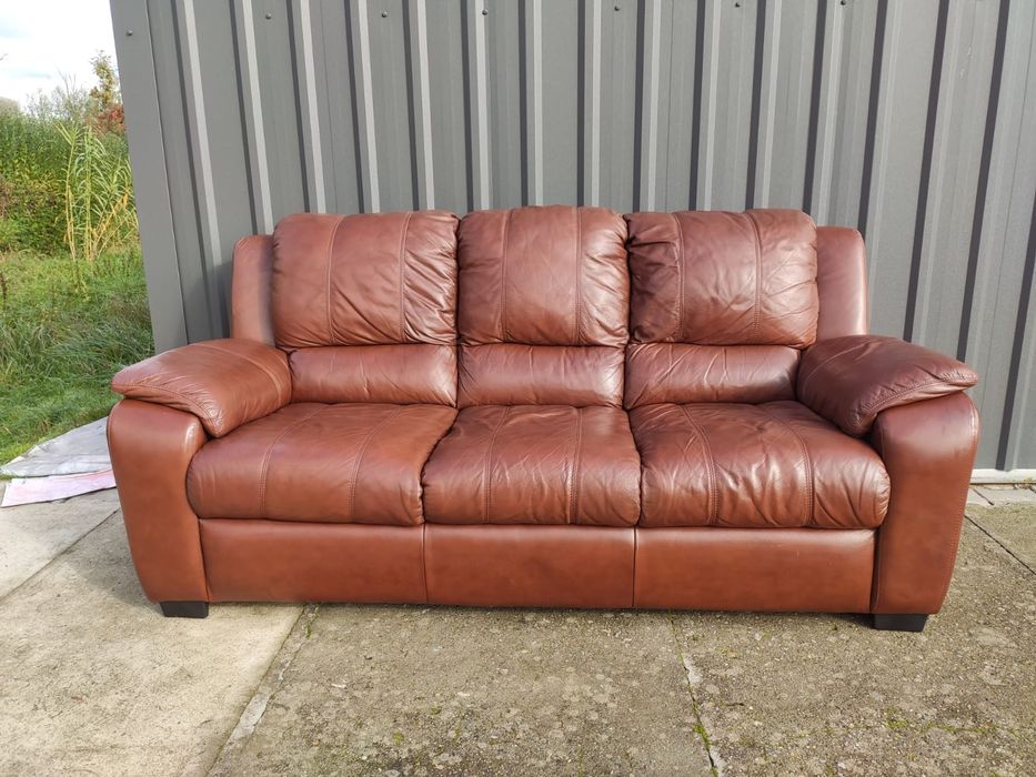 Sofa skórzana 3-osobowa/wypoczynek-skóra naturalna! Okazja