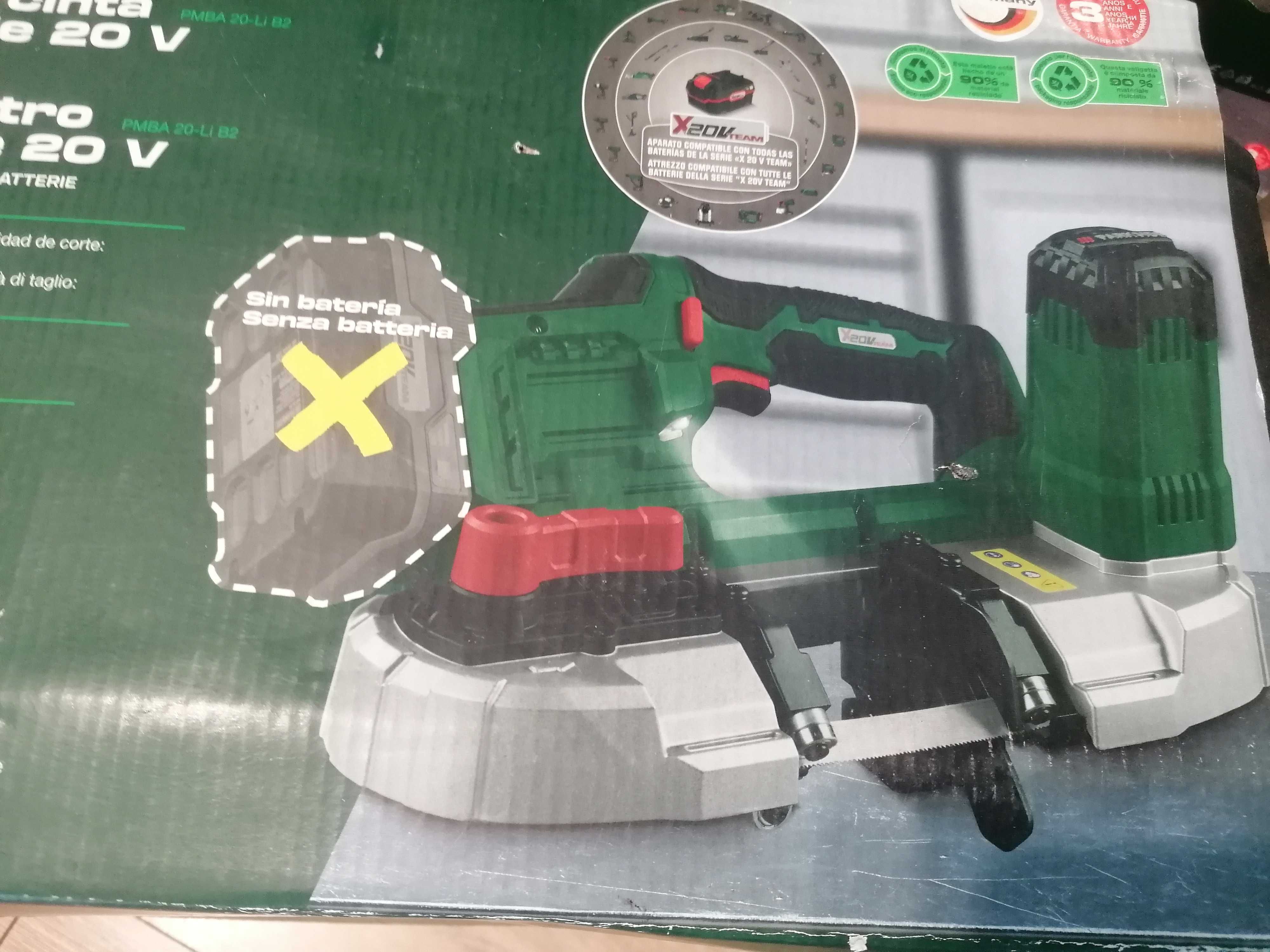Akumulatorowa piła taśmowa 20 V, PARKSIDE PMBA 20 walizka
