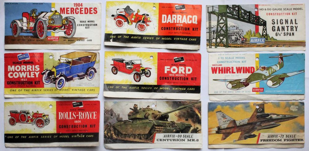 Instruções kits antigos Airfix Rolls Royce Ford Darraq Morris Mercedes