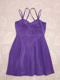 Vestido de alças de seda cor lilás (roxo) tamanho S