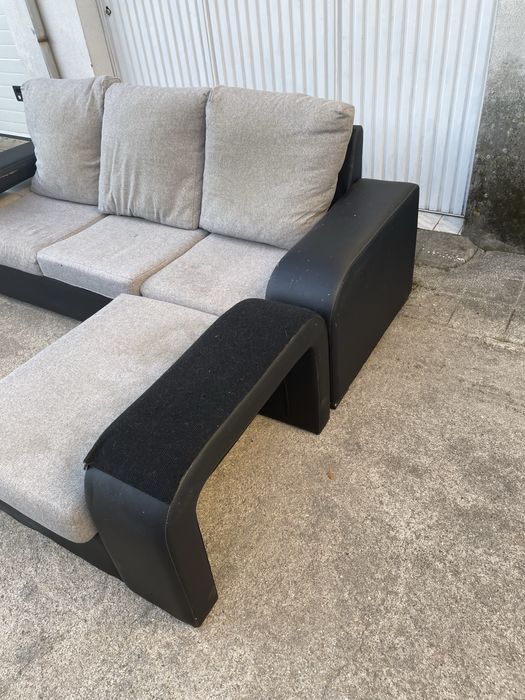 Sofá Chaise longue  3 lugares Preto