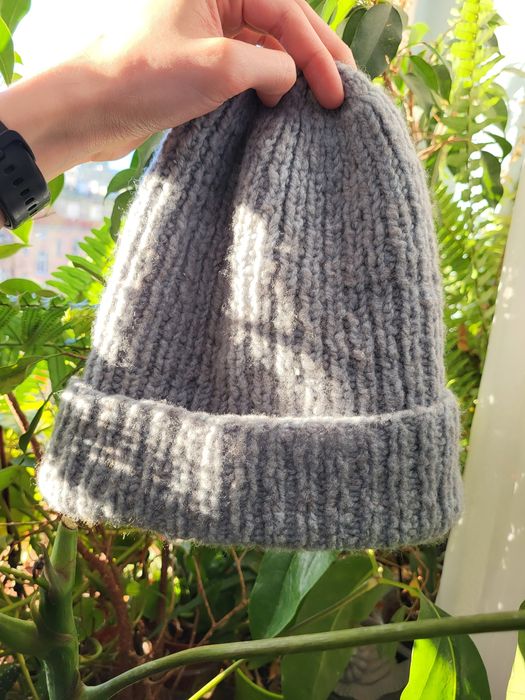 Czapka damska zimowa 100% wełna merino błękitna szara jasna