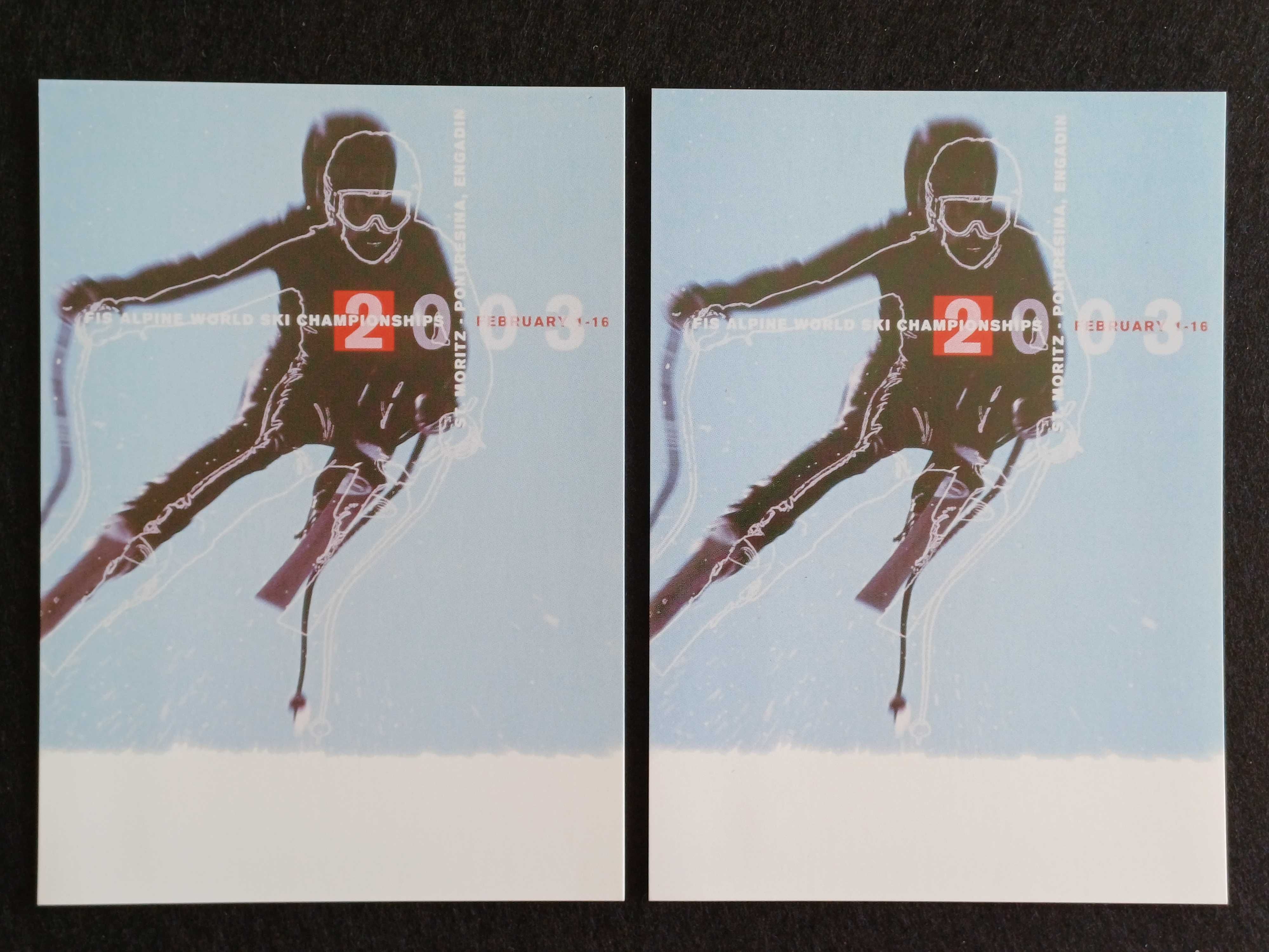 Suíça – 2 inteiros postais, Campeonato mundo ski S.t. Moritz 2003