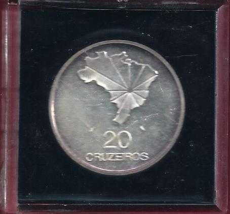Moeda de 20 Cruzeiro Brasil 600 anos independencia Prata