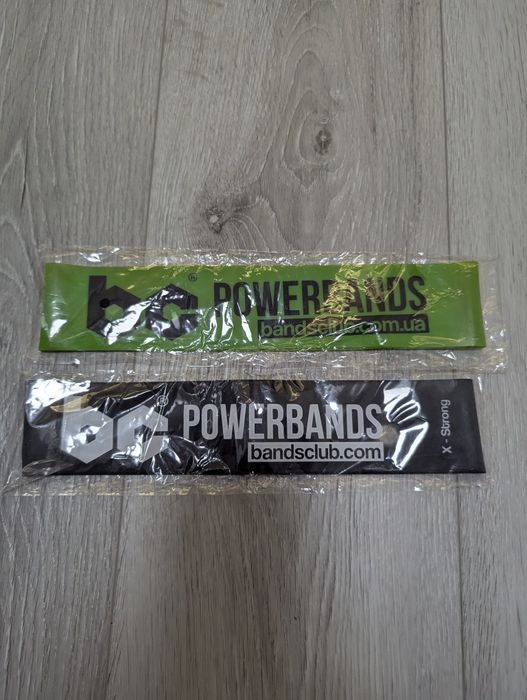Резинки для тренувань ( фітнес резинки) Powerbands зелена і чорна